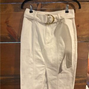 INC White Midi Denim with Gold Accent